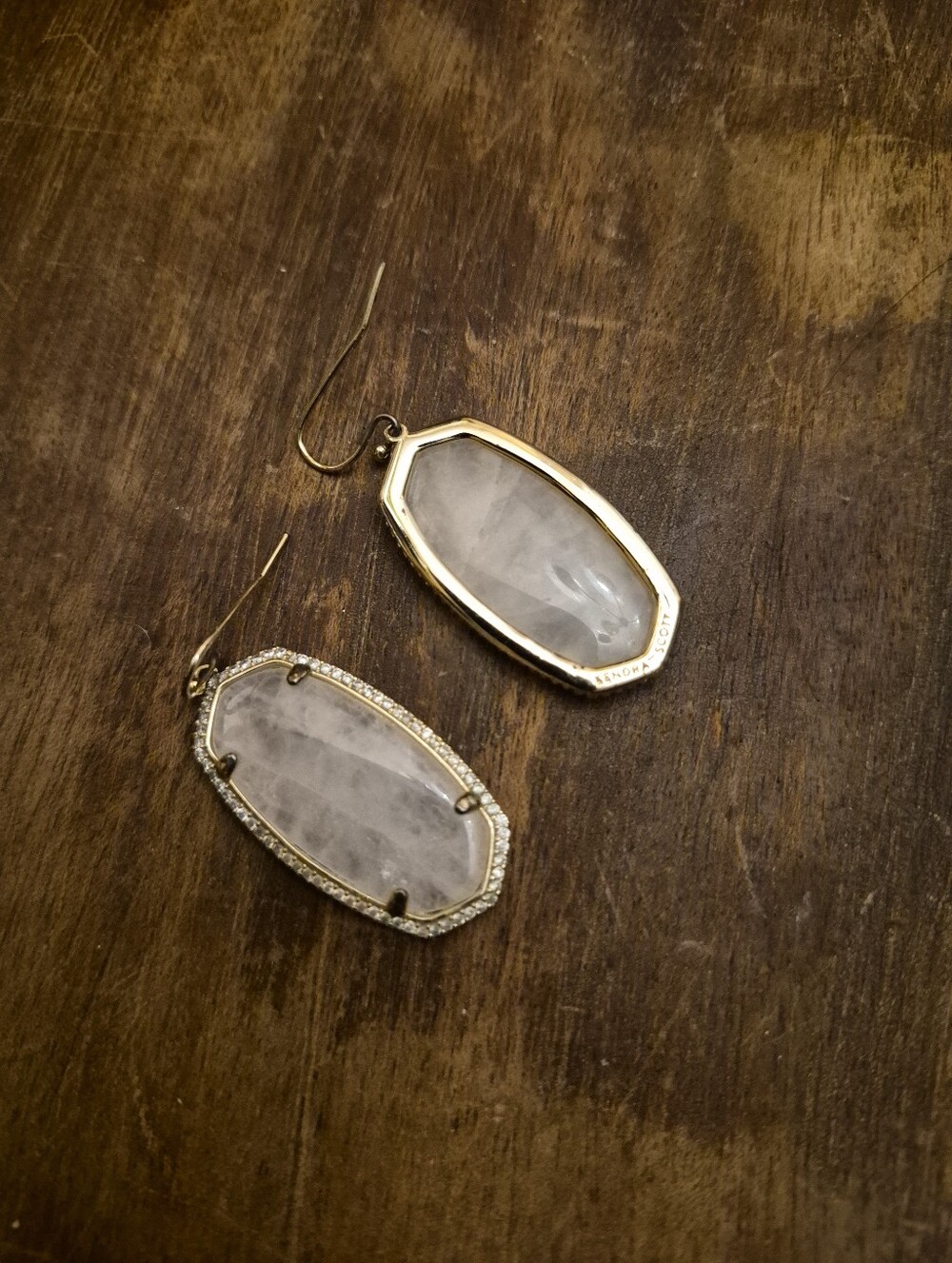 Kendra Scott Gold-Tone White Stone Drop Earrings with Pavé Accent